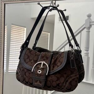 Coach Dark Brown Signature Shoulder Bag